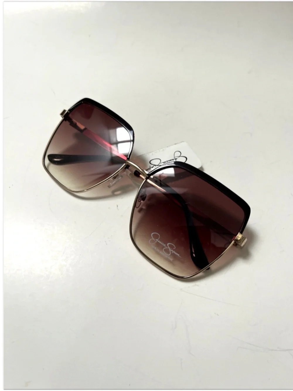 New Jessica Simpson Square Oversized Sunglasses Gold Gradient Brown